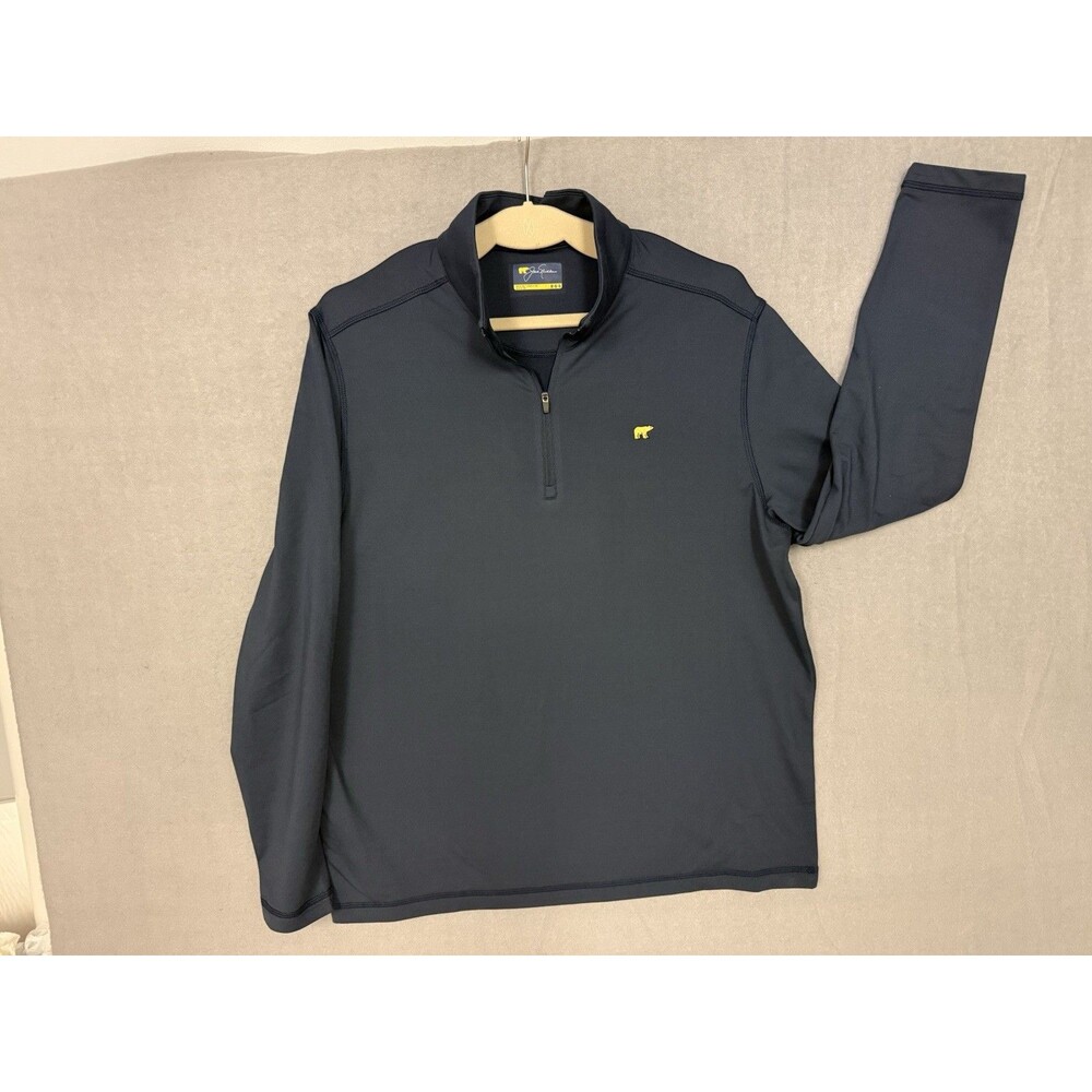 Preowned Men's Size M Blue Jack Nicklaus 1/4 Zip Front Stretch Polyester Top